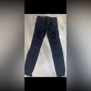 American Eagle Outfitters Black Distressed Skinny Jeans